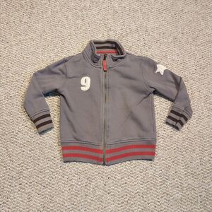 MINI BODEN Varsity Sweatshirt Jacket Boys 3-4 Brown Full Zip